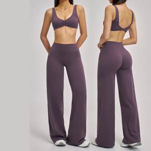 Ensemble de yoga printemps/été pour femme – Soutien-gorge de sport professionnel léger et anti-transpiration, tenue d'entraînement/course à motif uni, extensible dans quatre directions - Product Image 5