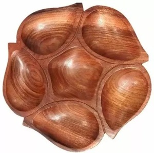 Premium Oval Nesting Acacia Wood Serving Trays Set 2 Sleek <b>T</b>-<b>Bar</b> Brass Handles Disposable Eco-Friendly Modern Luxury ROSHAN - Product Image 5