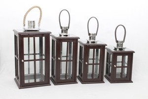 Wholesale Farmhouse Wood <b>Lantern</b> Decorative Retro Glass Hanging <b>Table</b> Candlestick <b>Lamp</b> for Holiday Wedding Garden Home Decor - Product Image 4