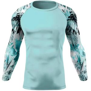 Camiseta de Compresión de Manga Larga para Hombre, Estampado Tropical, Secado Rápido, Protección UV, Ropa Deportiva - Product Image 1