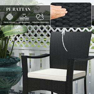 Set di Mobili da Esterno in Vimini Bianco con Cuscini per Veranda, Cortile e Giardino, con Tavolo e Sedie in Ferro per Ospedali - Product Image 6