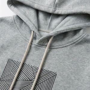 Unisex Gray Hooded <b>Tracksuit</b> Set Geometric Print Casual Sweatshirt and Pants Full Length Drawstring Design Autumn Wear - Product Image 4