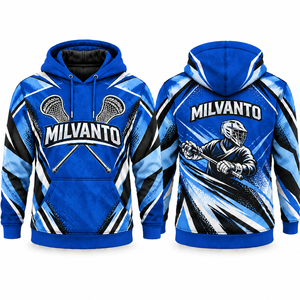 Sweat à capuche de lacrosse personnalisé bleu roi pour homme, 320 GSM, en polyester premium, sublimation, respirant, pour l'entraînement sportif - Product Image 1