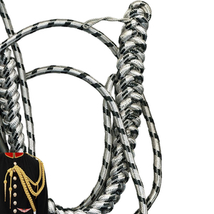 Silver <b>Braided</b> Metallic Silver Black Uniform Aiguillette Silver Wire <b>Cord</b> British Aiguillette - Product Image 2