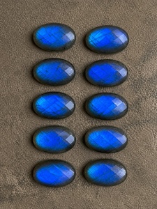 Superbe Labradorite Bleue Scintillante Forme Ovale Coupe Checker Unilatérale – Pierre Précieuse Calibrée en Gros - Product Image 3