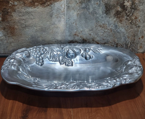 Bandeja Ovalada de Aluminio Fundido Pulido de Alta Resistencia, Plato Decorativo con Borde en Relieve de Frutas y Uvas - Product Image 6