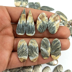 Radha Arts Natural <b>Feather</b> Pyrite Mix Shape Golden Pair Cabochon Loose Gemstone Matching Flat Back Rieki Chakra Wire Wrap - Product Image 5