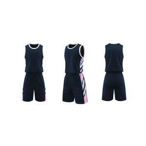OEM Men Basketball Jersey Set Blue <b>Red</b> <b>White</b> <b>Striped</b> Sleeveless Tank Top Elastic Waist Shorts Moisture Wicking Breathable - Product Image 6