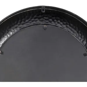 Modern Round Metal Wall Mirror With Hammered <b>Frame</b> And Gold Accents For Contemporary Home Decor Entryway Style - Product Image 5