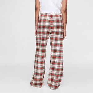 Pantalon de pyjama pour femme avec poches, confortable, décontracté, coupe droite, pantalon de yoga, doux, extensible, respirant, bas de pyjama à carreaux rouges et blancs - Product Image 4
