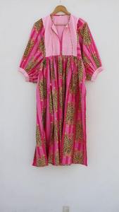 Vestido midi con estampado de tigre y bloques de color para mujer, cuello profundo con lazo, estilo bohemio, de algodón, informal, para verano. - Product Image 3