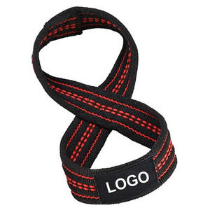 Sangle de levage en néoprène réglable, haute élasticité, antidérapante, pour la musculation, unisexe, noir avec surpiqûres rouges - Product Image 5
