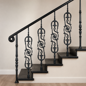 Luxury Black Wrought Iron Balcony Railing Decorative Arched Floral <b>Panel</b> for Villa <b>Window</b> Terrace Guardrail Design - Product Image 2