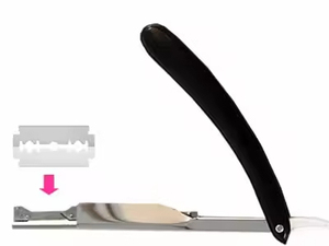 Navaja de Barbero Profesional de Acero Inoxidable con Recubrimiento Negro, Logotipo Personalizado, Hoja Expuesta - Product Image 4