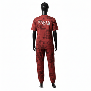 Conjunto de 2 Piezas de Camiseta de Jersey de Poliéster de Alta Calidad para Mujer, 180 GSM, Color Granate, Tela Ligera y Elástica, Impresión de Logotipo Personalizado - Product Image 2