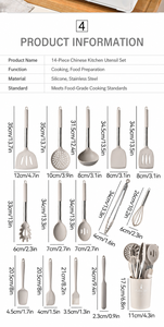 Offre Spéciale : Ensemble d'ustensiles de cuisine multifonctionnels en acier inoxydable et silicone de qualité alimentaire, 15 pièces - Product Image 6