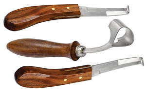 Couteau à fer à cheval à double tranchant en acier inoxydable avec manche en bois, coupe-ongles pour le soin des chevaux, instrument vétérinaire pour animaux - Product Image 2