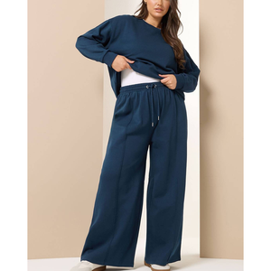 Conjunto Deportivo Oversize Moderno de 2 Piezas: Sudadera con Estampado Puff y Pantalones Jogger de Pierna Ancha con Apliques Bordados al por Mayor - Product Image 4