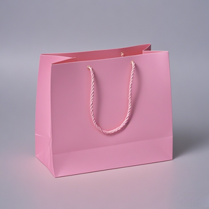 Paper Tote <b>Bags</b> Custom Logo Pink Kraft Paper Tote <b>Bags</b> Recyclable Retail Clothing Packaging - Product Image 1
