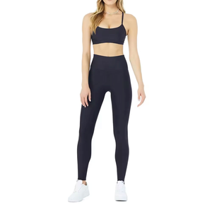 Ensemble de leggings et soutien-gorge de sport YIYI Solid Strap Push Tops pour femmes, respirant, séchage rapide, en spandex. - Product Image 2