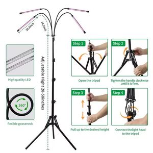 Lampada da Terra Regolabile per Coltivazione Indoor con Luce a Spettro Completo 80 LED, 5 Livelli di Regolazione (20%-100%), Timer 3/9/12 Ore - Product Image 3
