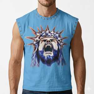 Men's Retro Sleeveless Shirt High-Quality Soft Cotton Acid Washed Vest Custom Logo Hip Hop Street Style Sleeveless T-Shirt - Product Image 2