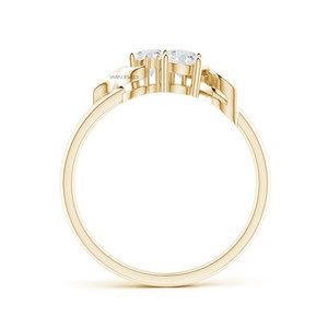 Anillo de Compromiso de Lujo con Dos Diamantes Redondos Cultivados en Laboratorio en Oro de 10K, 14K, 18K y Plata 925, 935 - Product Image 4