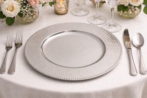 Assiette de présentation antique, Assiette de présentation vintage, Assiette de présentation embossée, Assiette de présentation à bord perlé, Assiette de présentation baroque - Product Image 5