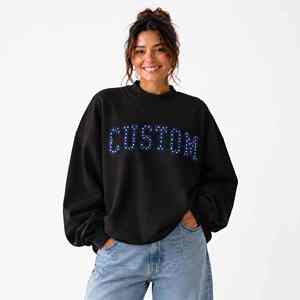 Sudadera de cuello redondo con letras bordadas personalizadas, última técnica 2026, para mujer, corte holgado, informal, 100% algodón, tejido de punto - Product Image 4