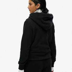 Sweat-shirt à capuche noir pour femme, coupe classique, en coton tricoté, couleur unie, avec fermeture éclair et poches, vêtement décontracté pour l'automne - Product Image 6