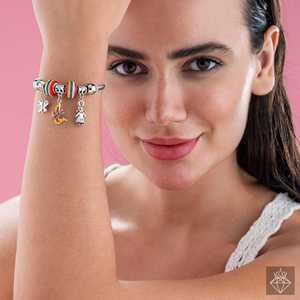 Bracelet à breloques mode en argent multicolore anti-ternissement PRAO - Product Image 1