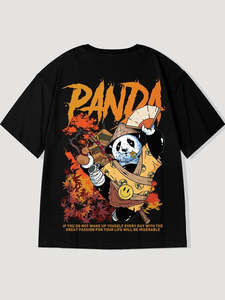 T-shirt pour homme à manches courtes, col rond, imprimé Panda Warrior, coupe classique, 100% coton, anti-rides, séchage rapide, respirant - Product Image 6