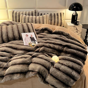 Parure de lit quatre pièces hiver épaissie, drap imprimé de qualité avec housse de couette double face en peluche chaude, design moderne toutes saisons - Product Image 4