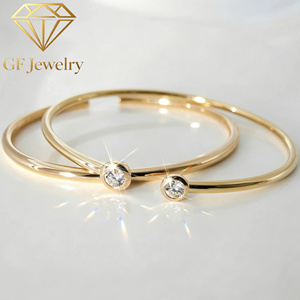 Luxury Bezel <b>Set</b> Two Stone Open Cuff <b>Bangle</b> 18K Rose Gold Fine Jewelry for Evening Occasions - Product Image 5