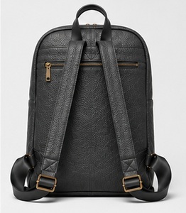 Sac à dos de voyage pour ordinateur portable en cuir véritable de qualité supérieure, style vintage, minimaliste, pour hommes, pour le bureau, les affaires, avec fermeture éclair en polyester, élégant - Product Image 4