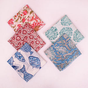 Craftjaipur All Seasons Hand Block Printed Poplin Cotton Floral Color Blocking Pattern Eco-Friendly Breathable <b>Tie</b>-<b>Back</b> Bandana - Product Image 2