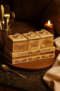 Classic Wooden Spice Storage <b>Canister</b> with Lid Handmade Eco-Friendly <b>Kitchen</b> Container for Wedding Occasion - Product Image 5