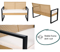 Ensemble de meubles d'extérieur en rotin moderne 4 pièces, couleur personnalisée, design pliable - Marque BeNK pour cuisine, jardin, salle à manger, salon