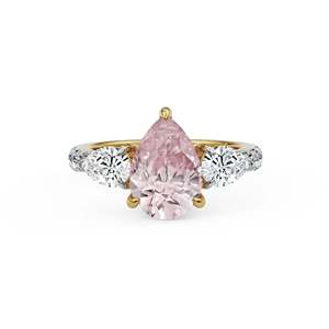 Anillo de Compromiso de Moissanita con Corte de Pera y Piedras Laterales Brillantes, Chapado en Oro, Anillo de Lujo para Regalo de Boda y Aniversario para Mujer - Product Image 5