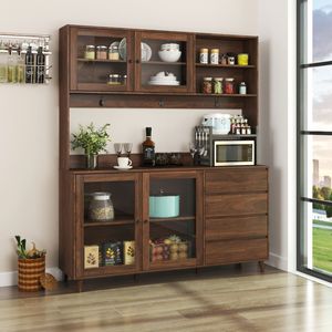 Mobile dispensa da cucina autoportante grande da 63 pollici con 4 ante e 4 cassetti, mobiletto per microonde, set di 4 pezzi - Product Image 3