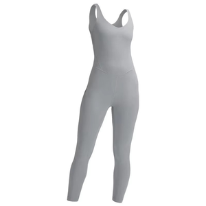 Mono de yoga de mujer marrón liso con tirantes finos, cintura alta, control de abdomen, moldeador, ajuste ceñido de longitud completa para todas las estaciones - Product Image 3