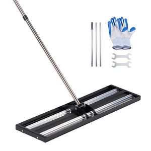 Râteau à gazon robuste et amélioré de 48 pieds x 10 pouces en acier inoxydable avec poignée réglable de 83,9 pieds, construction métallique - Product Image 1
