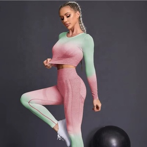 Nouveautés Automne-Hiver : Ensemble de Sport à Manches Longues, Couleur Dégradée, Course à Pied, Fitness, Vêtements de Yoga pour Femmes - Product Image 1