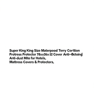 Super King King Size Waterproof Terry Cotton Mattress Protector 78x36x12 Inch <b>Bed</b> Cover Anti-Bacterial Anti-Dust Mite for Hotels - Product Image 2