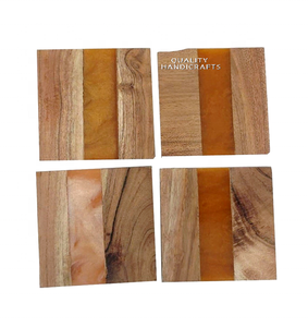 Gran oferta, bandeja de servicio de Arte de resina naranja hecha a mano de calidad, posavasos de Juego de 4 Uds., artesanías de resina epoxi, estilo de Río de madera - Product Image 5