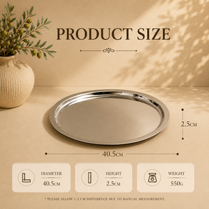 Artisan Stainless Steel Round Serving <b>Tray</b> <b>Mirror</b> Finish Premium Display Platter Minimalist Tableware for Elegant Dining - Product Image 2