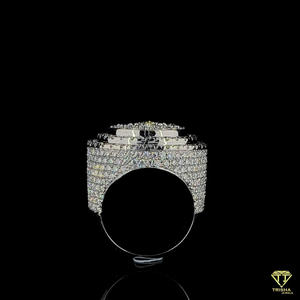 Lab Grown Diamond Round Halo Statement <b>Ring</b> for <b>Men</b> Iced Out White Gold Luxury Hip Hop Cluster <b>Pinky</b> <b>Ring</b> - Product Image 6
