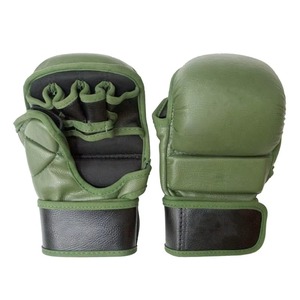 Gants de MMA en cuir PU de qualité supérieure avec sangle de poignet réglable à boucle auto-agrippante, respirants, légers, à paume ouverte pour les arts martiaux professionnels - Product Image 1