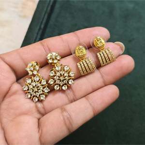24K Gold Plated <b>Bridal</b> Fashion <b>Jewelry</b> Combo <b>Set</b>-7 Piece Earring <b>Set</b> for Daily Wear - Product Image 3