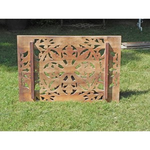 Handcrafted Acacia Wood Jali <b>Wall</b> <b>Panel</b> - Traditional Indian Wooden <b>Wall</b> Art - Product Image 3